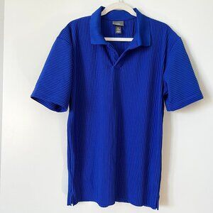 H&M Blue Pleated Polo Shirt - Size M
